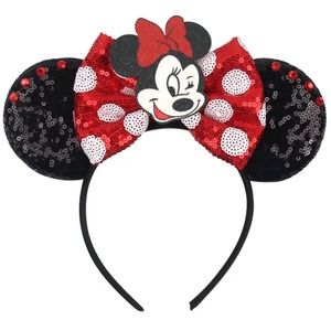 Minnie Mickey Mouse Ear Headband with Sequins Bow NEW